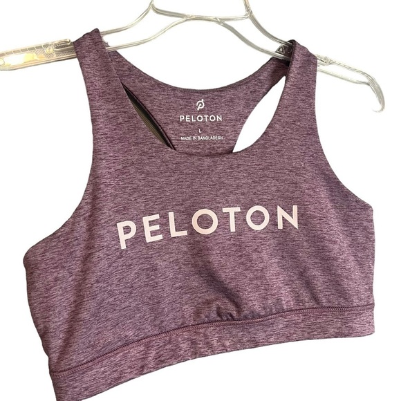 Peloton Womens Purple Spellout Racerback Seamless Sports Bra Large - Picture 1 of 4